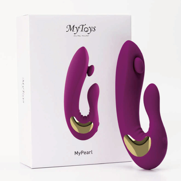 Mytoys｜德國 MyPearl 愛珠柔軟頂頂棒 雙點刺激 電動按摩棒 - 調情紫